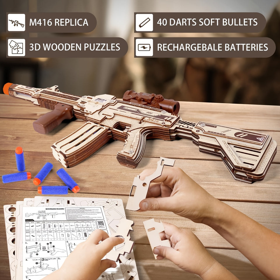3D Wooden M416 Gun Puzzle